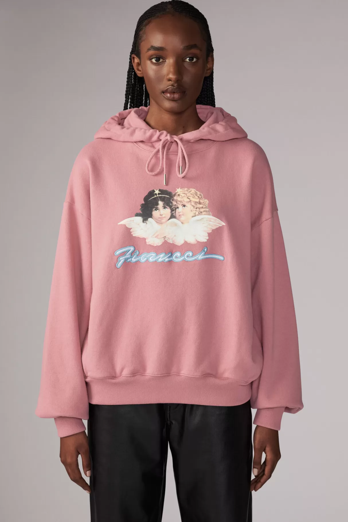 Fiorucci Angels Squiggle Logo Hoodie Pink Pink-Women Sweatshirts & Hoodies